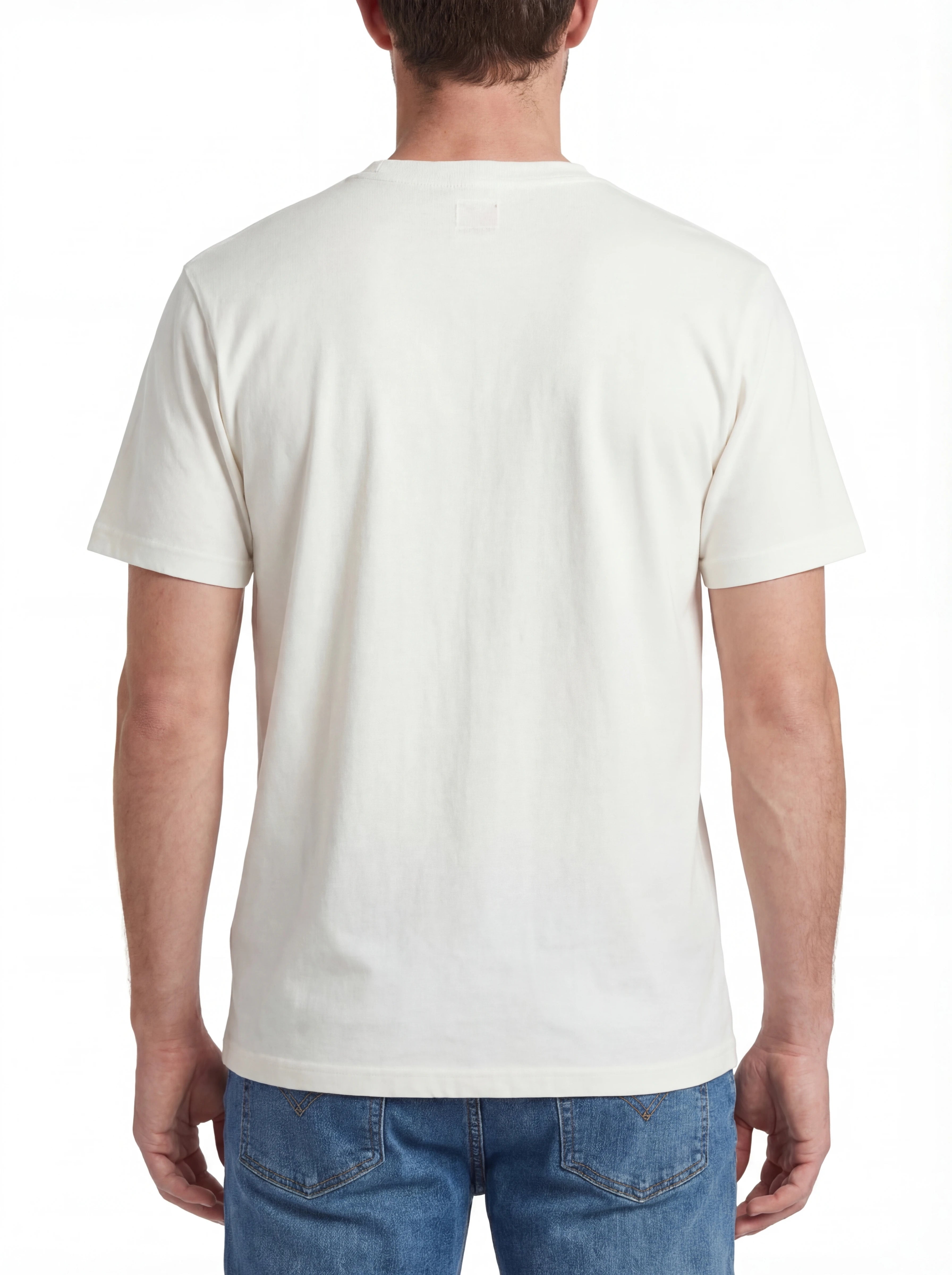 Modello a 45 gradi t-shirt burro scritta “AQUAHOLIC” Saint Barth cotone