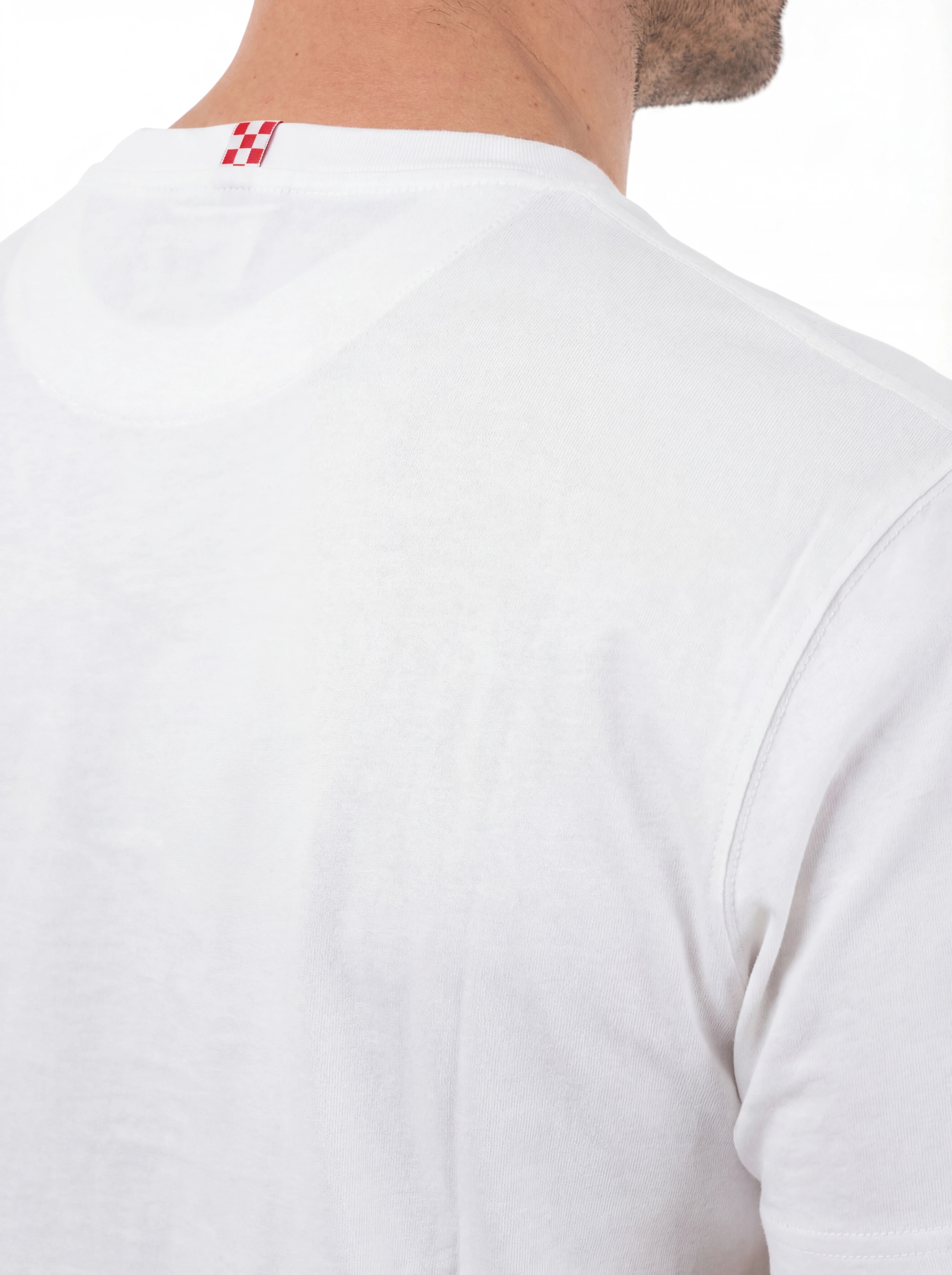 Vista da dietro t-shirt bianco scritta “St Barth Golden Hour” Saint Barth cotone