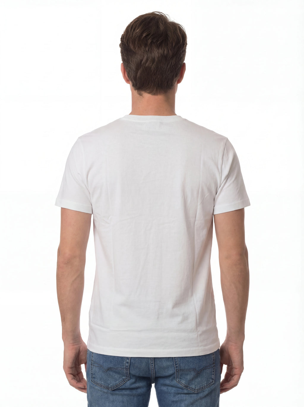 T-shirt su sfondo neutro frontale t-shirt azzurro scritta “Palme Azzurre” Saint Barth