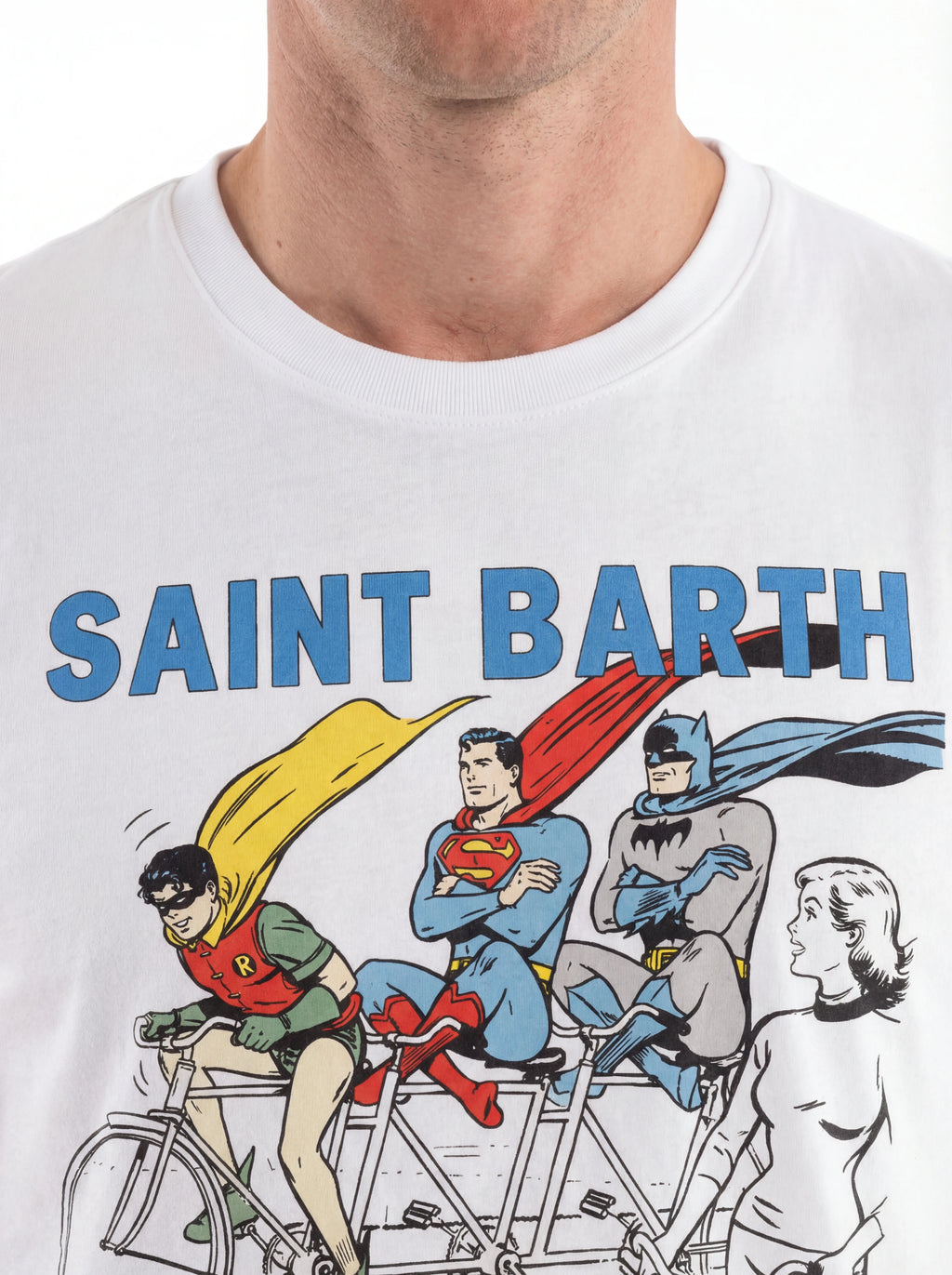 Vista da dietro t-shirt bianco scritta “St.Barth” Saint Barth cotone