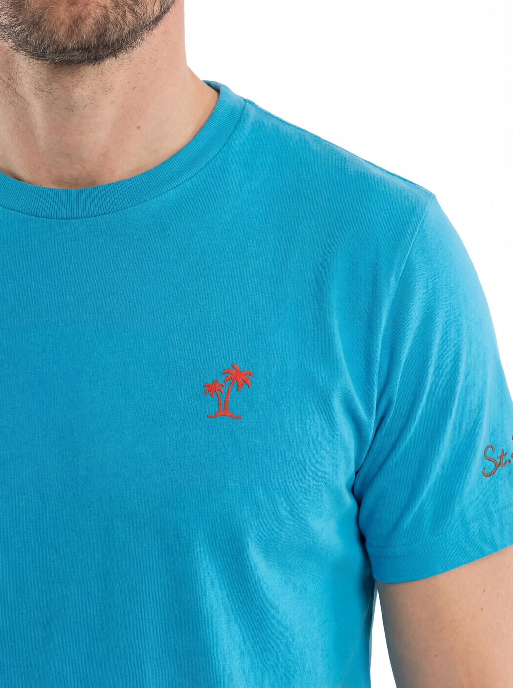 T-shirt su sfondo neutro frontale t-shirt azzurro spugna Saint Barth spugna