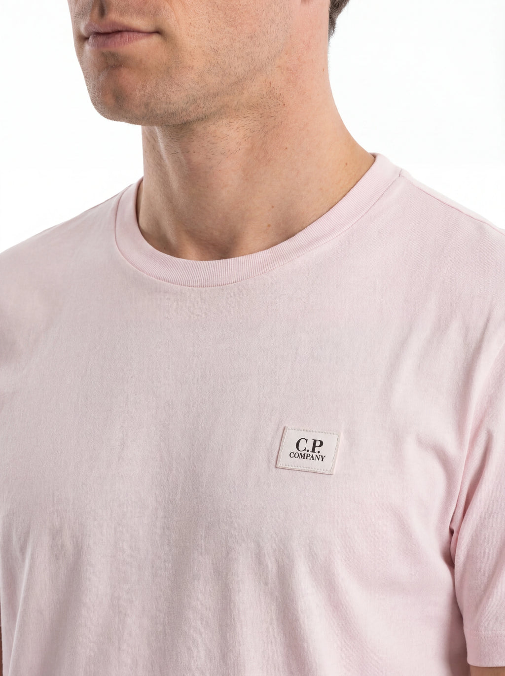 t-shirt rosa nan vista frontale logo ricamato logo Ricamato con dettagli chiari