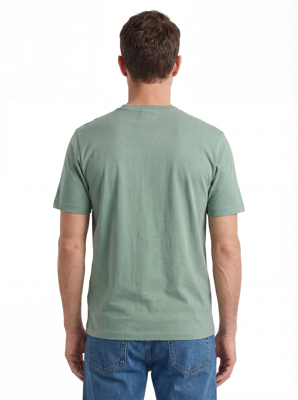 Vista da dietro di t-shirt verde nan logo Stampa cotone jersey