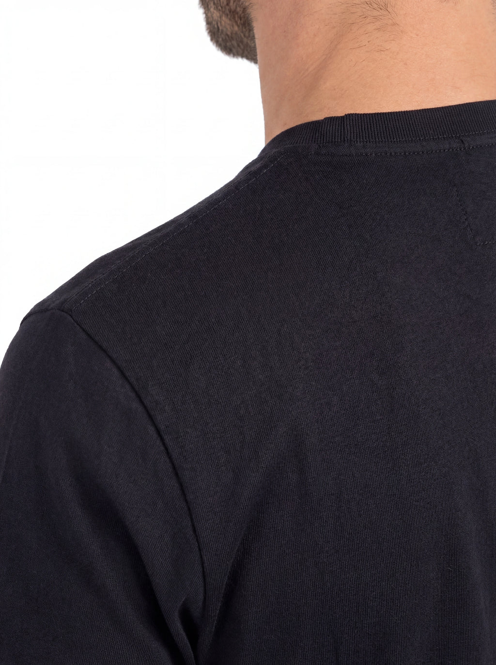 Vista da dietro di t-shirt blu nan logo Stampa cotone jersey