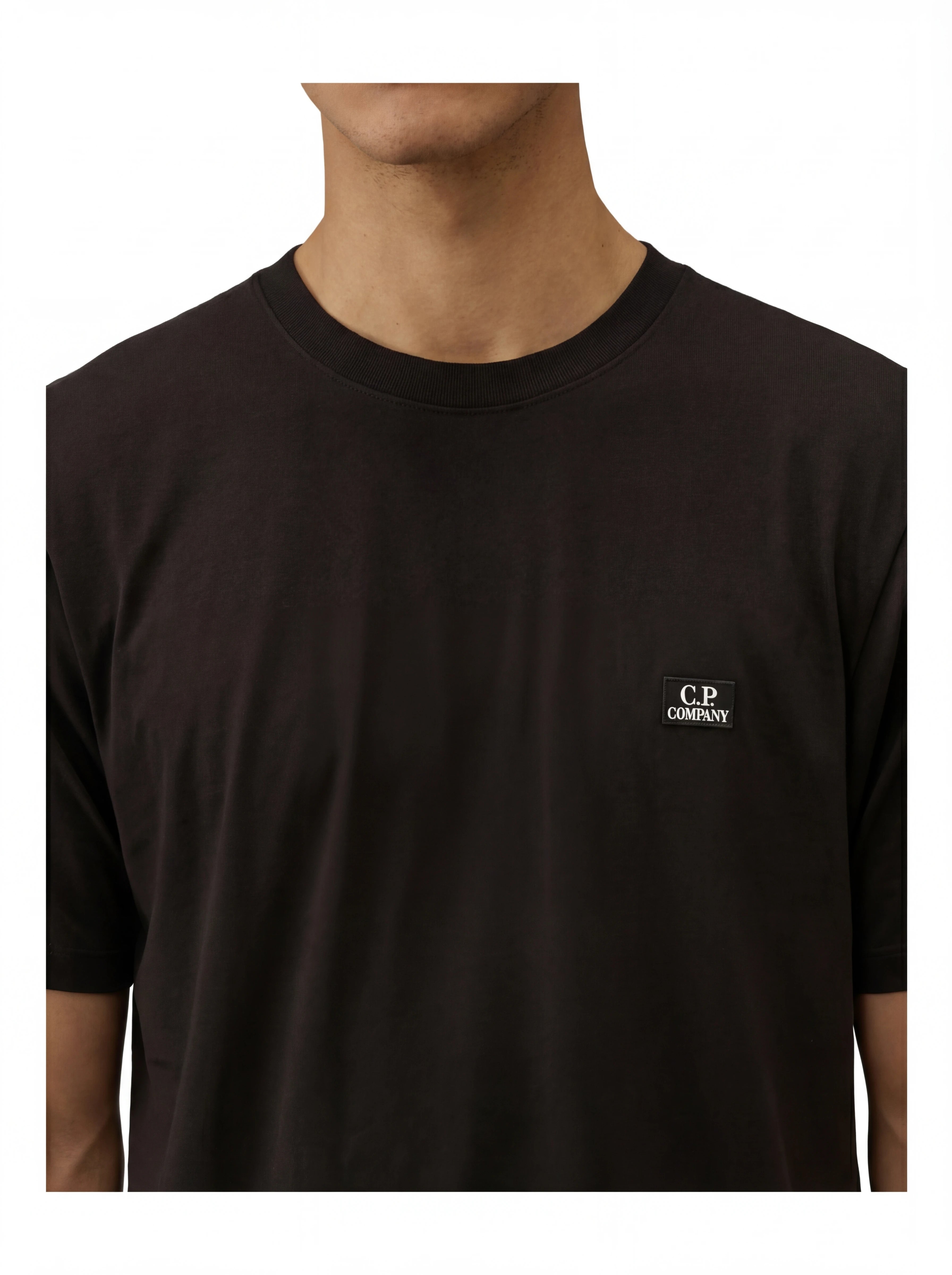 t-shirt nero nan logo ricamato logo patch logo Ricamato Patch cotone jersey