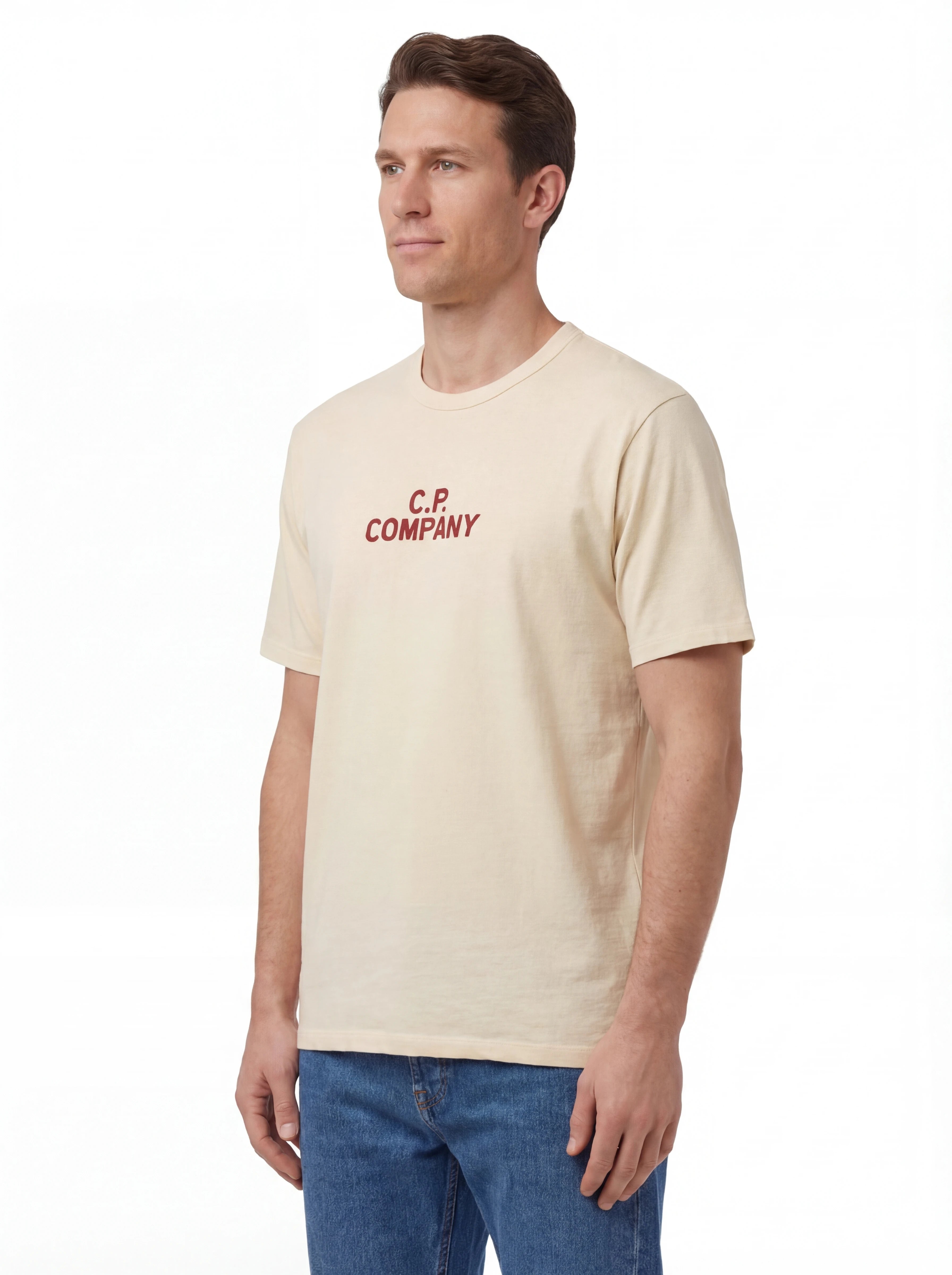 Vista da dietro di t-shirt panna nan logo Stampa Grafica British Sailor cotone