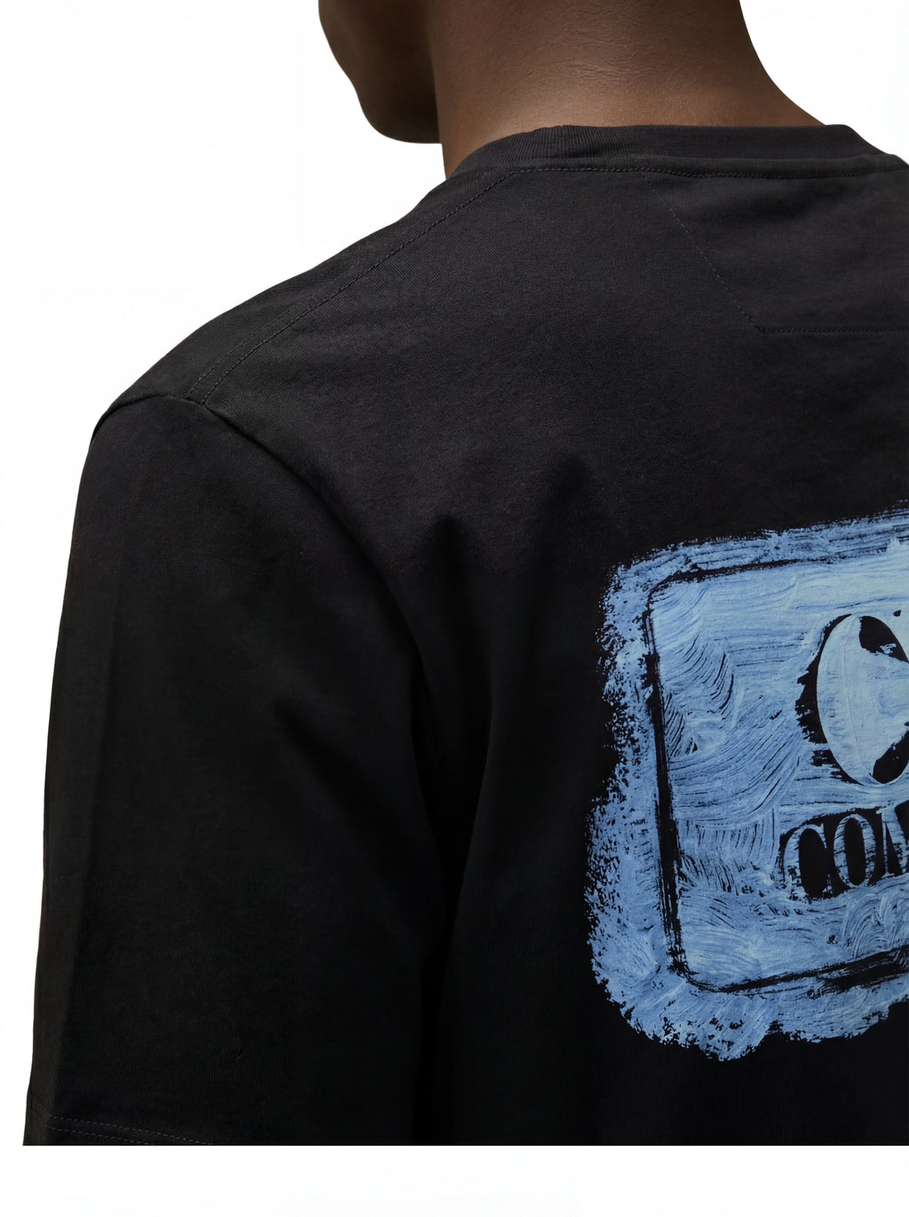 t-shirt blu nan vista frontale Stampa Grafica cotone con dettagli chiari