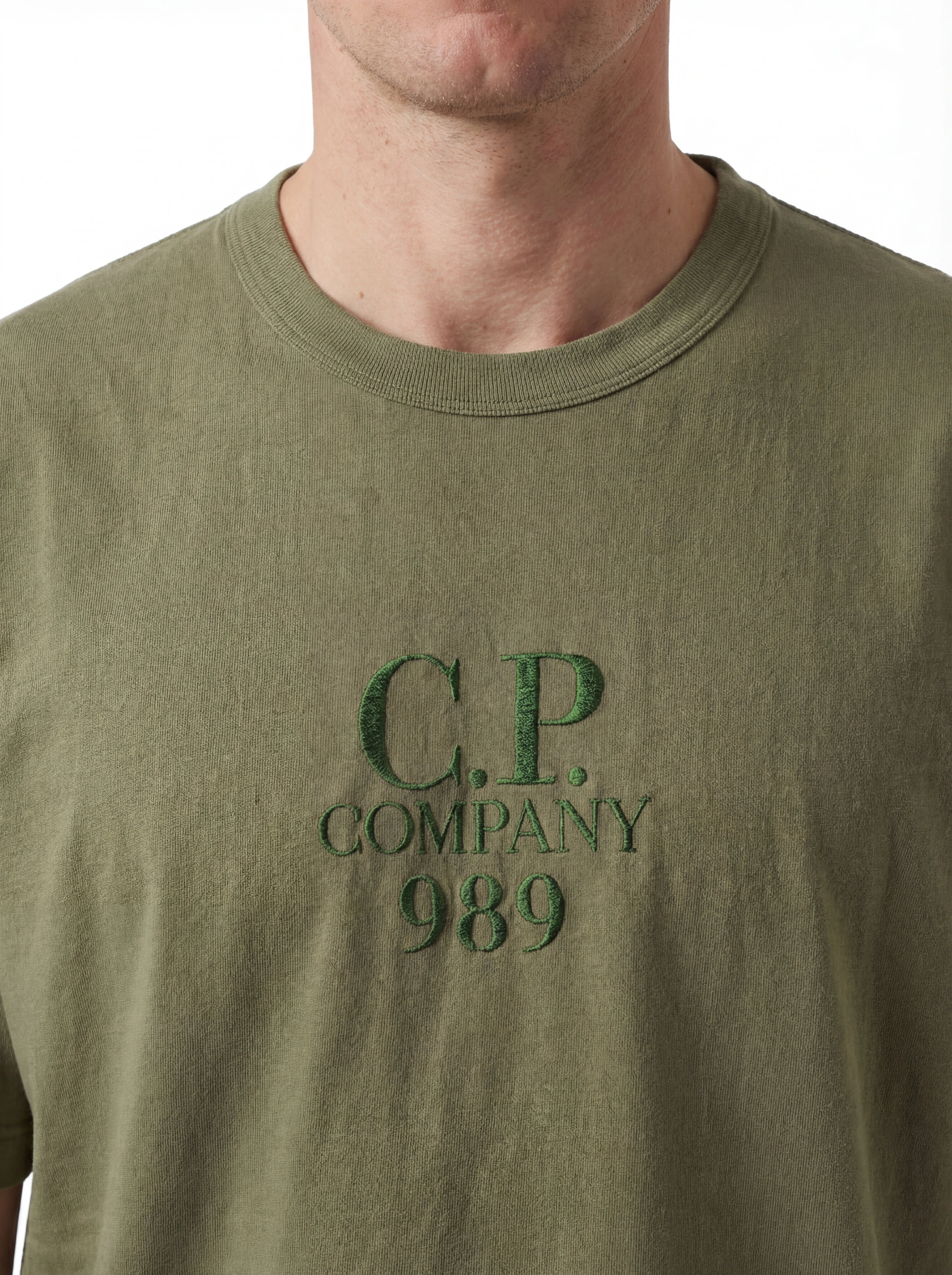 t-shirt verde nan Scritta Felpa Effetto Felpa con dettagli chiari