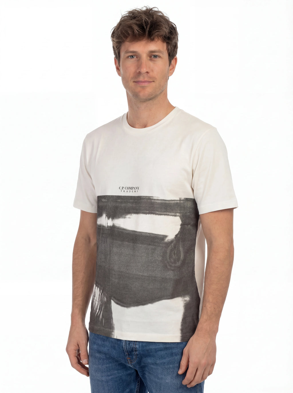 t-shirt bianco nan vista frontale logo Stampa con dettagli chiari