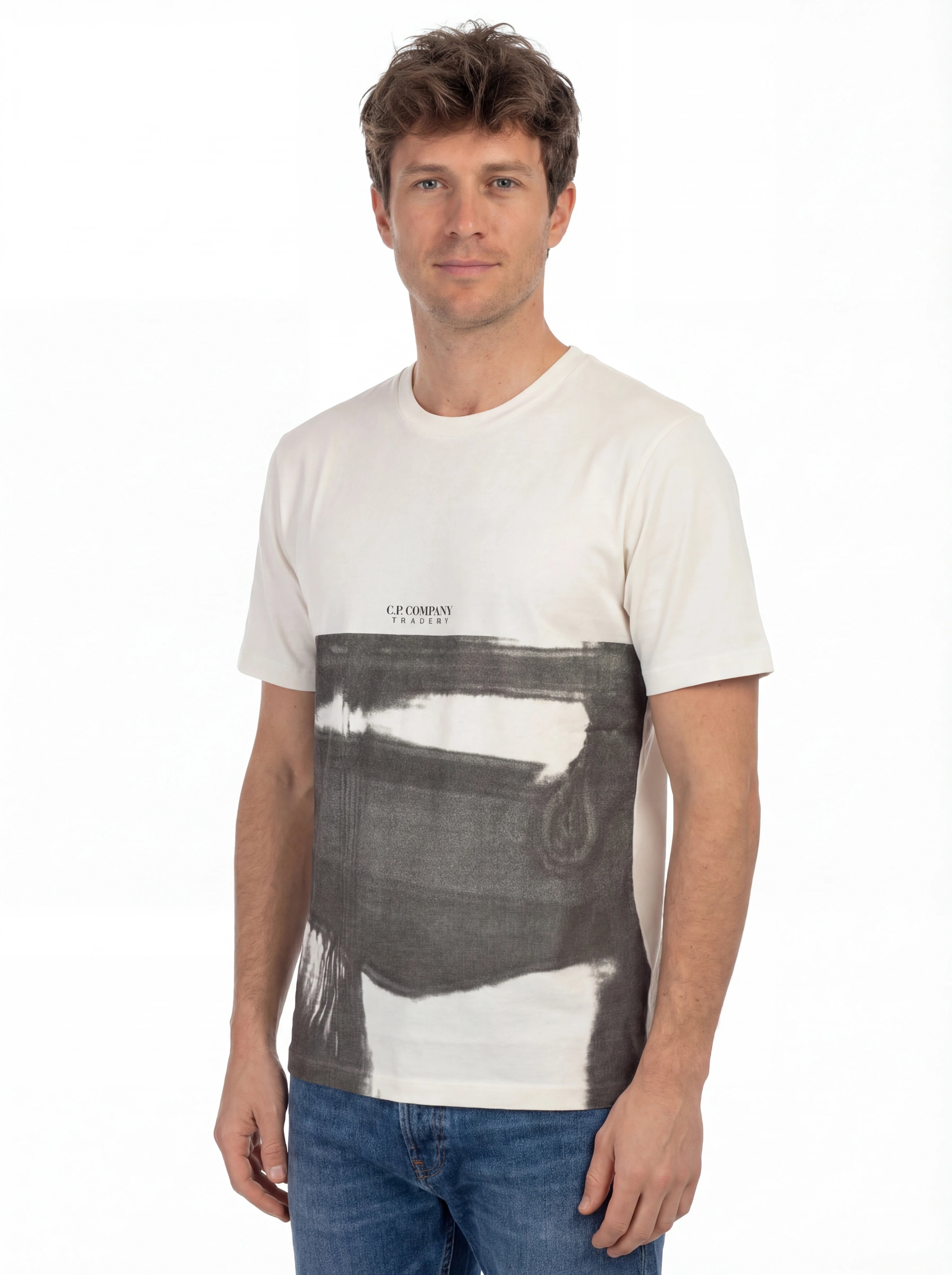 t-shirt bianco nan vista frontale logo Stampa con dettagli chiari