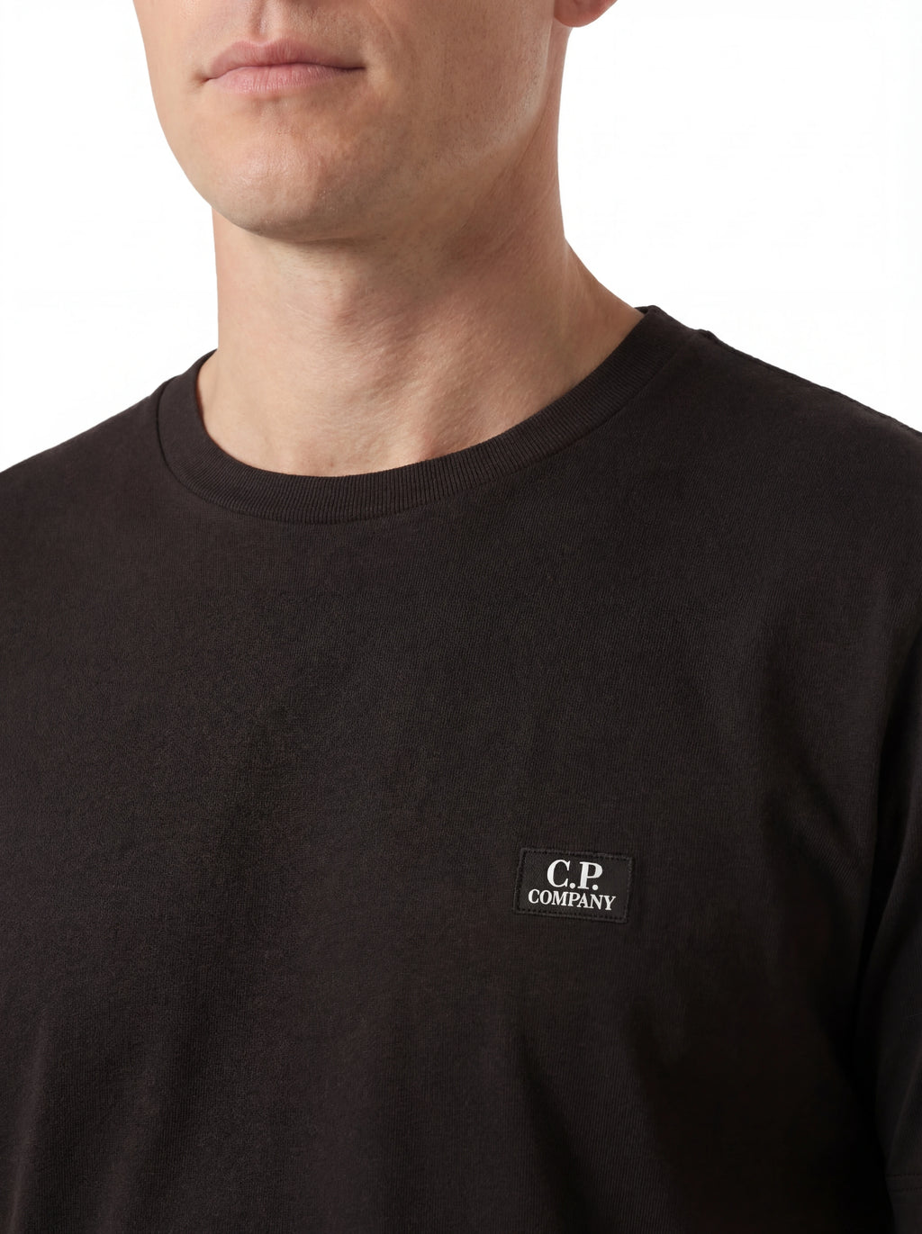 t-shirt nero nan vista frontale logo ricamato logo patch logo Ricamato Patch cotone