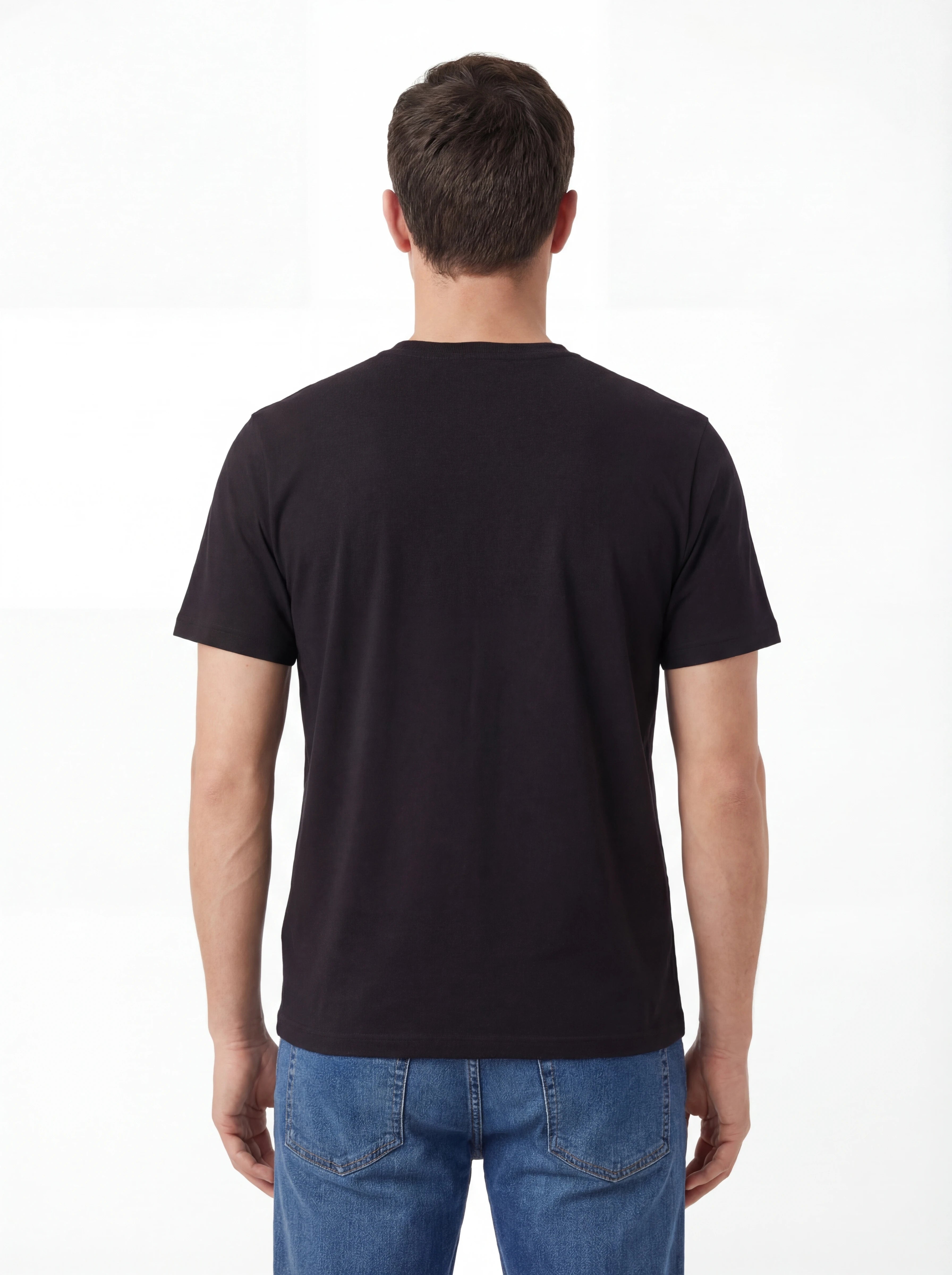 Modello a 45 gradi con t-shirt blu nan logo ricamato logo patch logo Ricamato Patch cotone