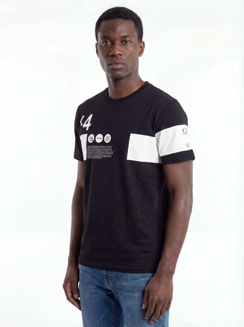 t-shirt blu nan vista frontale Stampa con dettagli chiari