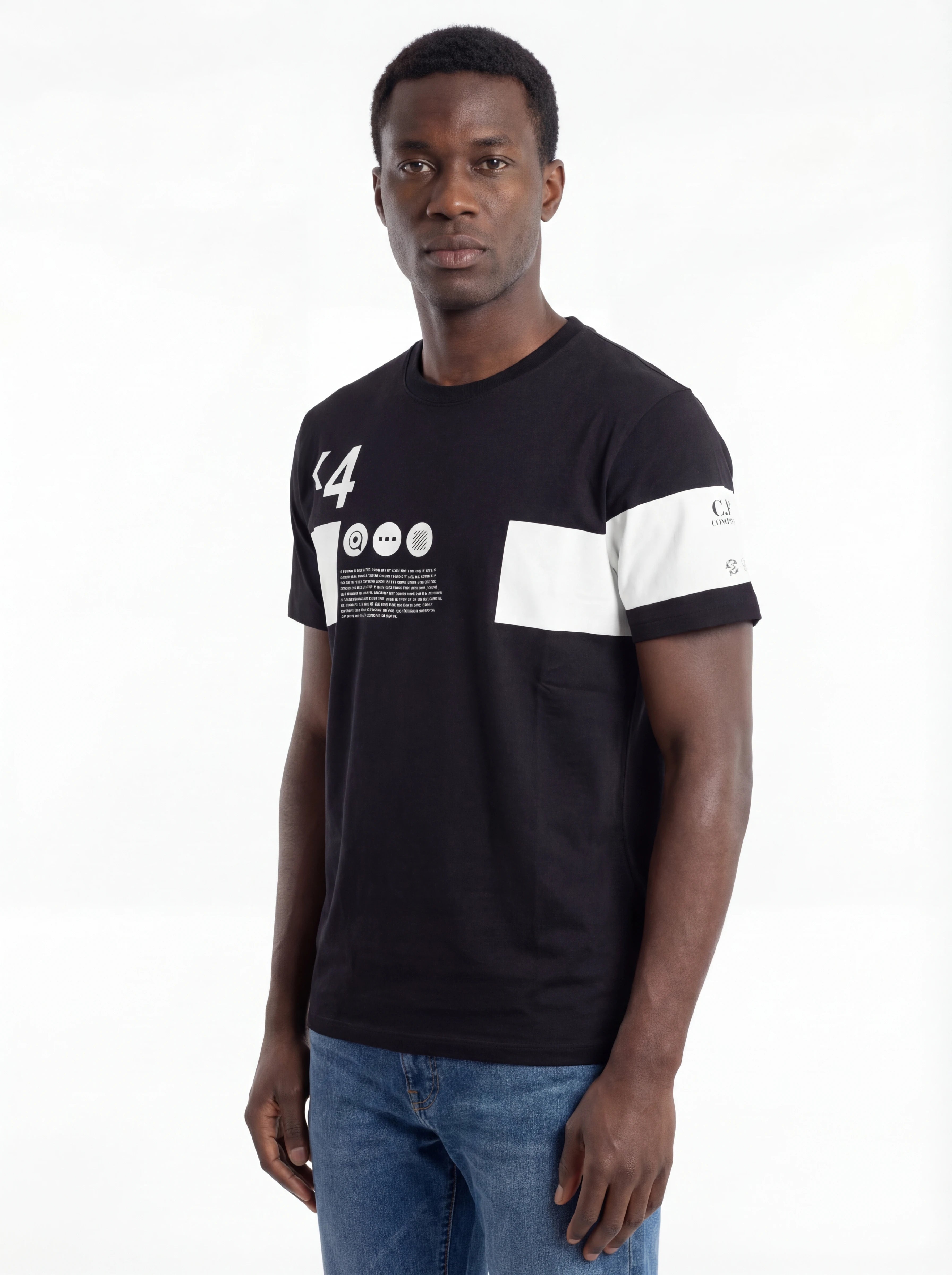 t-shirt blu nan vista frontale Stampa con dettagli chiari